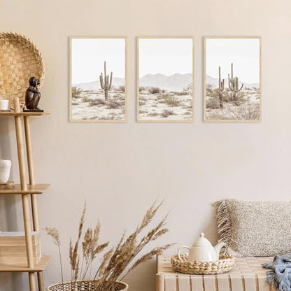 YUFEIART 3 Piece Sonoran Desert Cactus Framed Wall Art Set of 3 12x16 - color: Desert Cactus, size: 12x16 Framed