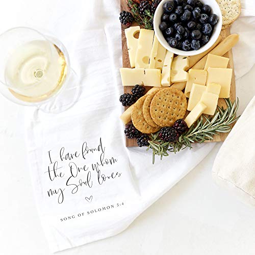 The Cotton & Canvas Co. I Have Found The One Whom My Soul Loves, Song of Solomon 3:4 Scripture, Bible, Religious, Soft and Absorbent Tea Towel, Flour Sack Towel and Dish Cloth