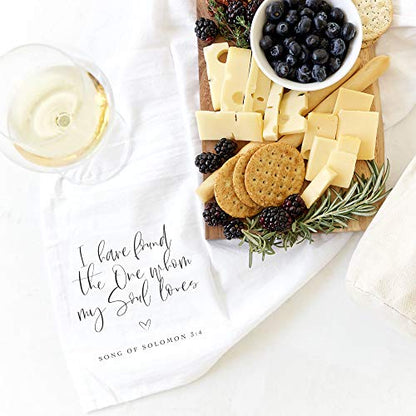 The Cotton & Canvas Co. I Have Found The One Whom My Soul Loves, Song of Solomon 3:4 Scripture, Bible, Religious, Soft and Absorbent Tea Towel, Flour Sack Towel and Dish Cloth