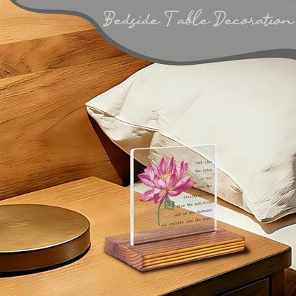 Lotus Flower Inspirational Desk Sign for Women Men, Motivational Acrylic Office Decor with Positive Healing Quote, Encouragement Gift for Coworker Friend Therapist Teacher, Spiritual Desk Plaque EC432 - style: Friend Therapist Teacher
