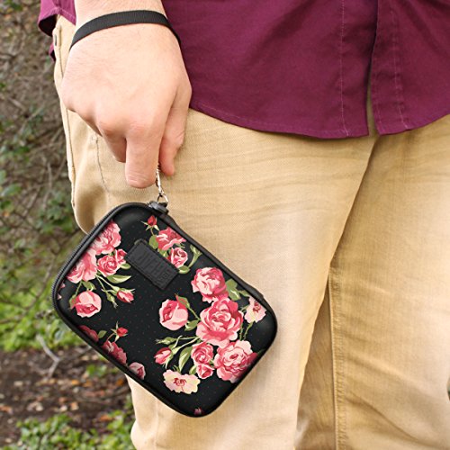 USA Gear Hard Case Compatible with Wonder Bible KJV the Talking Audio Bible Player, Wonder Bible NIV, Cable, Earbuds & More - Scratch Resistant Interior, Wrist Strap (Case Only) - Roses - color: Floral
