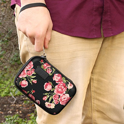 USA Gear Hard Case Compatible with Wonder Bible KJV the Talking Audio Bible Player, Wonder Bible NIV, Cable, Earbuds & More - Scratch Resistant Interior, Wrist Strap (Case Only) - Roses - color: Floral