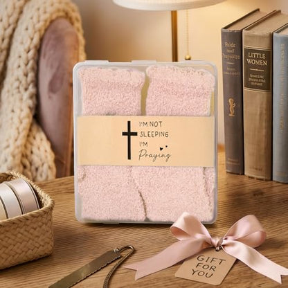 Fuzzy Socks for Women Mothers Day Self Care Book Lovers Christian Birthday Gifts - color: Pink