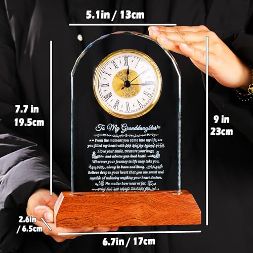 Arikyrist Glass Clock Granddaughter Gifts from Grandma Grandpa - color: Granddaughter