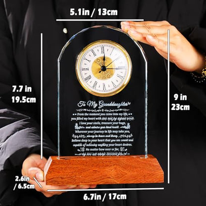 Arikyrist Glass Clock Granddaughter Gifts from Grandma Grandpa - color: Granddaughter