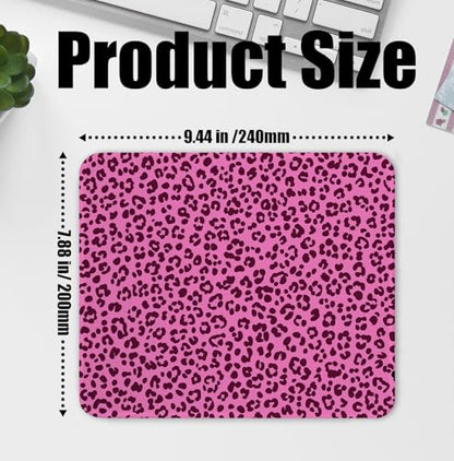 Trendy Hot Pink Leopard Print Mouse Pad for Desk, Funky Y2K Cheetah Print Mousepads with Anti-Slip Rubber Base for Computer Laptop Home Office Desk Accessories, 9.5x7.9 Inch - color: Square mouse pad-Pink leopard print