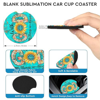 2 Pack Christian Encourage Car Cup Holder Coasters Universal Neoprene Mat - color: God
