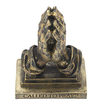 Dicksons Called to Pray Praying Hands 5 x 3.25 Antique Bronzetone Resin Stone Table Figurine - style: Called To Pray Praying Hands