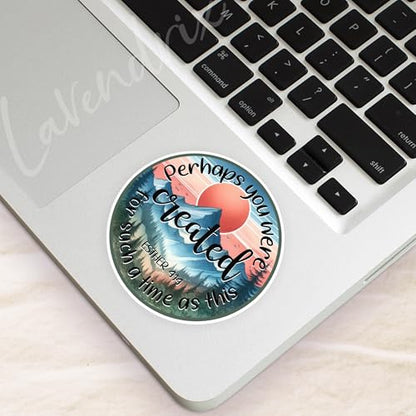 (3Pcs) Perhaps You were Created for Such A Time As This Christian Sticker Inspirational Bible Verse Esther 4:14 Jesus Faith Prayer Vinyl Decal for Tumbler Laptop Water Bottles Book Phone - Size 3x3