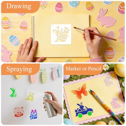 72 PCS 3x3 Inch Easter Stencils for Painting - Reusable Easter Templates Chicks Eggs Bunny Farm Spring Painting Templates on Wood, Glass, Fabric, Window Door Decor DIY Decoration - style: 72PCS Easter