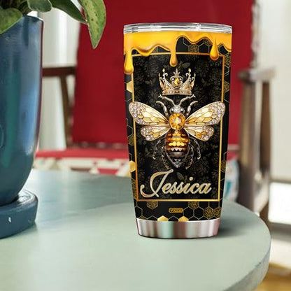 Personalized Queen Bee Tumbler Gifts for Women Jewelry Drawing Travel Cup Mug Gift for Mom Daughter Girls Sister Coffee Insulated Stainless Steel 20oz With Lid - color: BEE