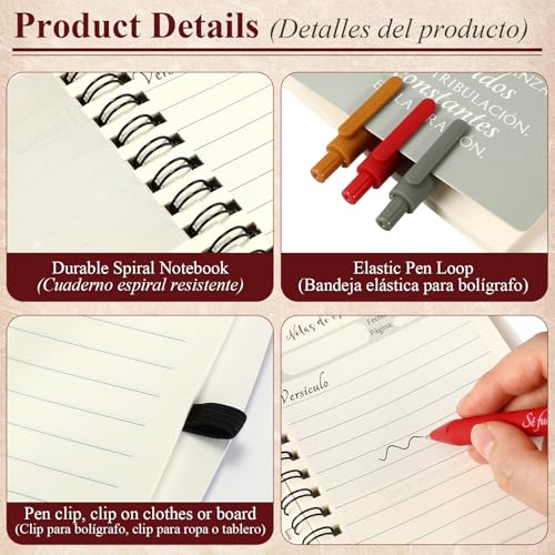 Kosiz 60 Pcs Spanish Christian Notebooks Pens, Special Style, Retro Color - color: Retro Color, style: Special Style