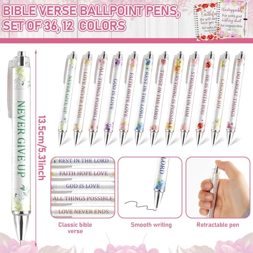 12 Sets Christian Notebooks Bulk Bible Spiral Notebooks with Pen A6 Prayer Journal Notepad Inspirational Notebook Religious Jesus Gifts Bulk for Church Groups Bible Study Teachers Men Women (Floral)
