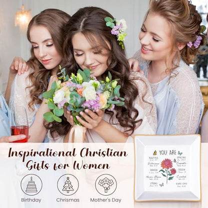 Birthday Gifts for Women, Mum Scripture Jewelry Dish, Christian Gifts - style: Chrysanthemum: Loyalty, Honesty, Longevity(November Birth Month, Mum Flower )