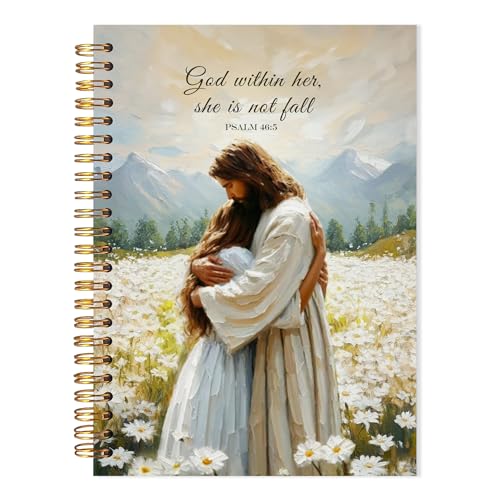 Christian Jesus Notebook, God Is within Her She Will Not Fall Bible Journal, Jesus and Girl Religious Scripture Spiral Notebook, Inspirational Christian Gifts for Women, 5.5x8.3 - color: bt3