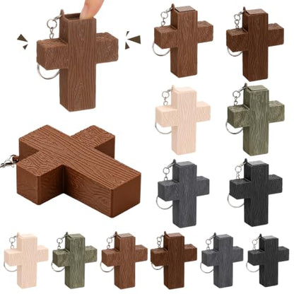 Kenning 12 Pcs Christian Clicker Keychain 3D Fidget Toy - style: Cross