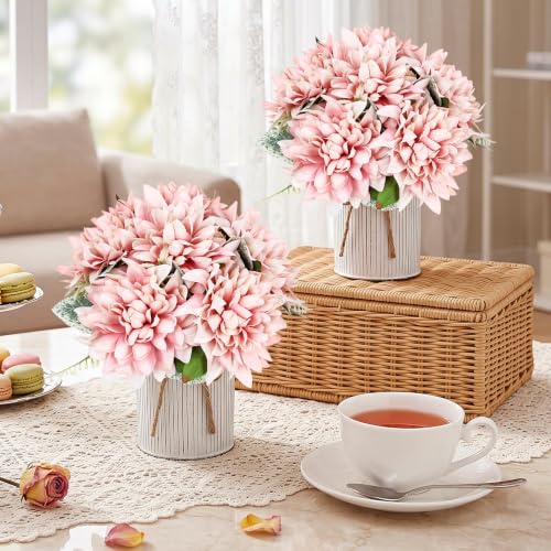 6 Set Pre-Made Flower Table Centerpieces (Dusty Pink, 6 X Dahlias Table Centerpieces) - color: Dusty Pink, size: 6 X Dahlias Table Centerpieces