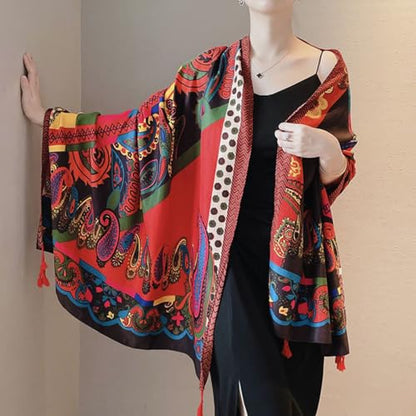Yeieeo Boho Scarf for Women Lightweight Floral Printed Scarf Fall Winter Fashion Fringed Shawl - color: Floral 23