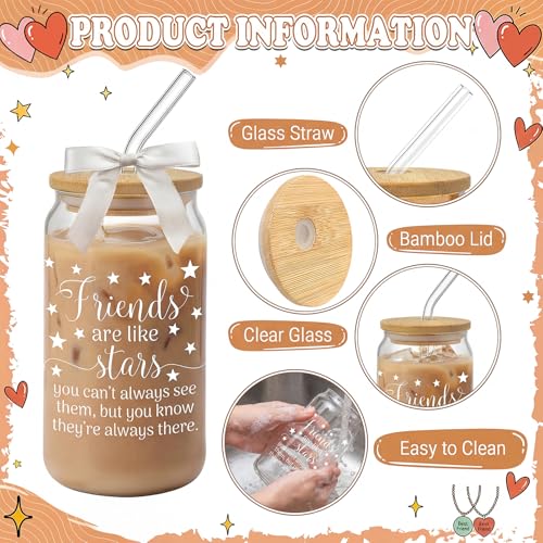 Drinking Cups with Lids, 12Pack, Glass, 16oz, Iced Coffee, Star - style: 12Pcs Friendship
