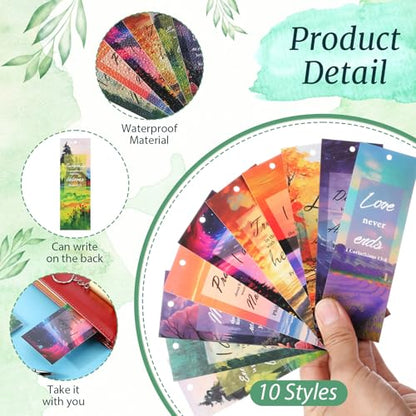 200 Pcs Christian Gift for Women Christian Accessories Include 50 Bible Verses Notebook 50 Church Bookmark 50 Ballpoint Pen Organza Bag Gift for Christmas Church Motivational (Scenery) - style: Scenery