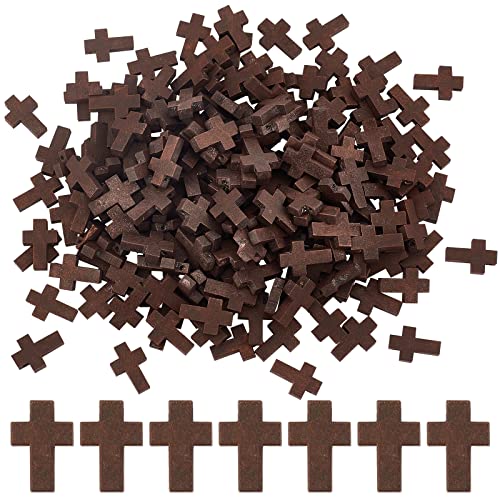 SUNNYCLUE 200Pcs Wood Cross Charm Wooden Charms Natural Wooden Small Cross Charms with Hole for Party Favors Easter Holiday Necklace Jewelry Making DIY Craft Handmade Accessories, Coconut Brown - color: 200Pcs Coconut Brown 22x15mm