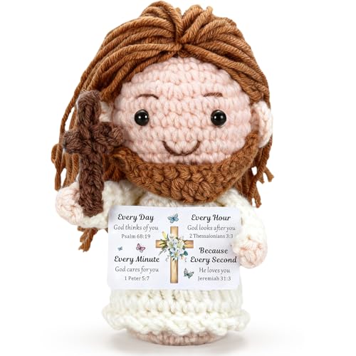 Positive Jesus Crochet Christian Gifts Handmade Emotional Support Jesus - style: every day God thinks of you...