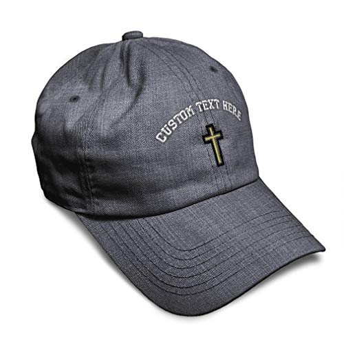 Soft Baseball Hat Embroidered Dad Hat Chaplain Cross Jesus God Christian Faith Men & Ladies Baseball Cap - color: Dark Denim Personalized Text Here