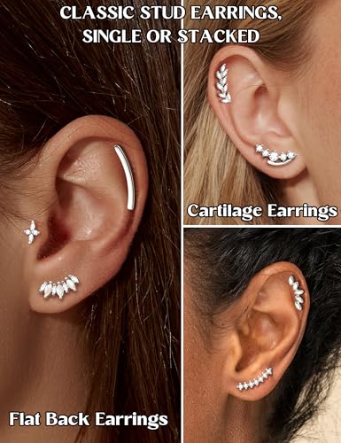 JeryWe Cartilage Earrings for Women Hypoallergenic Helix Piercing Jewelry - color: G:long cz-silver filled