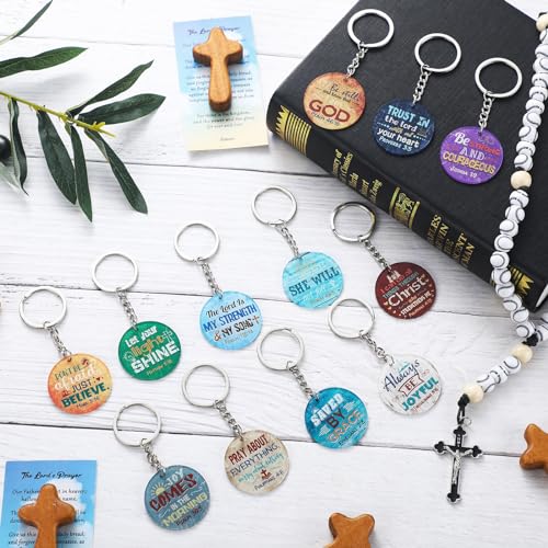Janmercy 120 Pcs Acrylic Christian Keychain Bulk for Women - style: Rustic