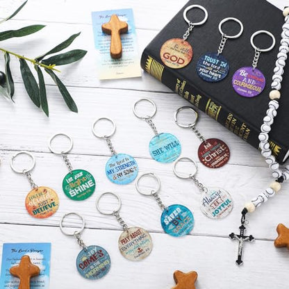 Janmercy 120 Pcs Acrylic Christian Keychain Bulk for Women - style: Rustic