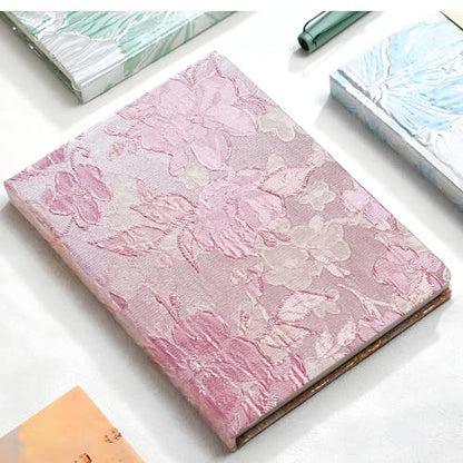 Pink Notebook, A5, Ruled Journal, Hardcover, Lay-flat, Embroidered Flower Journal, Beautiful Journal, Cute Notebooks for Women, Gift for Her, Writing Journal, Gratitude Journal, Peach Blossom - color: Flower-Peach Blossom
