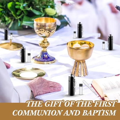 Tandefio 10 Sets Anointing Oil Bottle Keychain Vial for Baptism, Black - color: Black