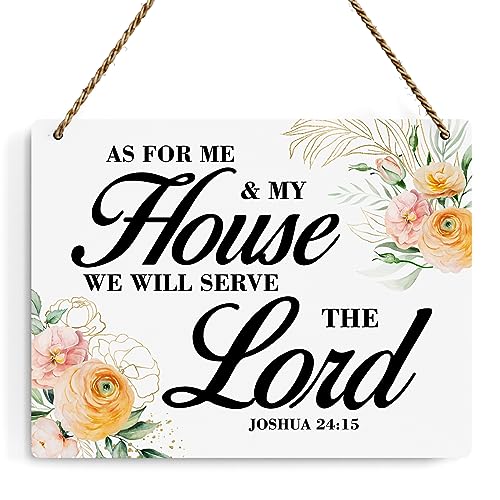 Inspirational Decor As for Me and My House We Will Serve The Lord-Joshua 24:15 Christian Bible Verse Wall Art Scripture Wooden Hanging Sign for Farmhouse Home Wall Art Decoration 10 x 8 Inches - color: Joshua 24:15