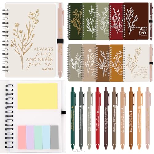 Kosiz 20 Sets Christian Gift Bible Spiral Notebook with Pens, Bright Color - color: Bright Color