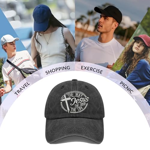 Christian Hats for Men Women, Jesus Baseball Cap, Adjustable Cotton Embroidered Christian Hats