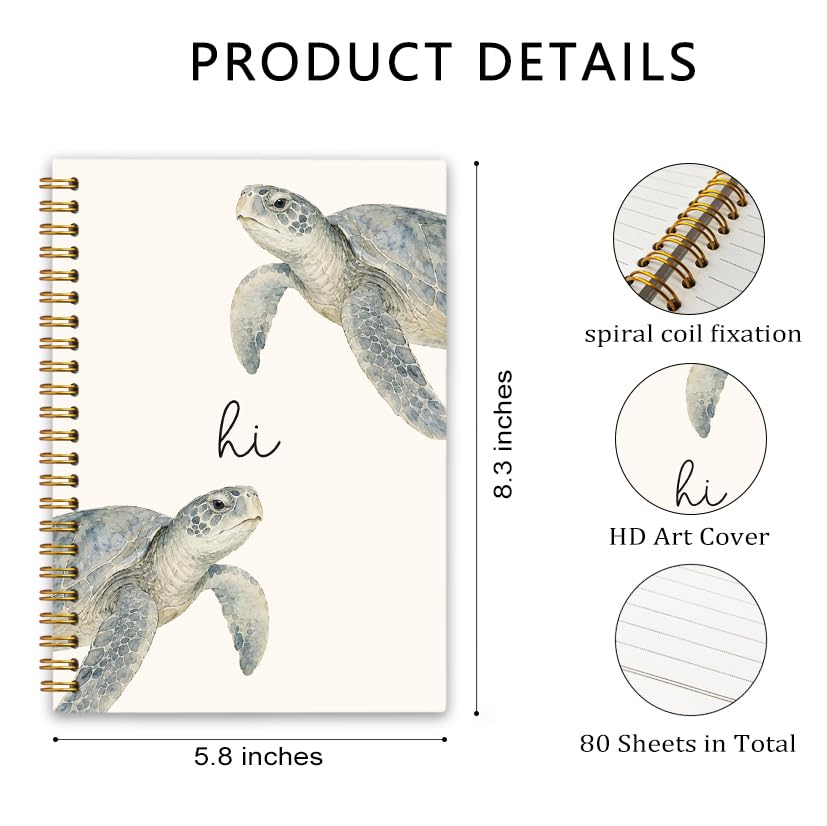 Cute Animal Sea Turtle Spiral Journal Notebook Gift for Women Girls - color: SeaTurtle