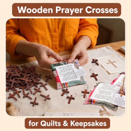 Mr. Pen- Wooden Pocket Cross Charms, 60 pcs, 10 m Rope & Threader