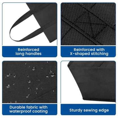 Reusable Grocery Shopping Bags 10 Pack Large Foldable Tote Bags Bulk - color: Plaid: Black,grey