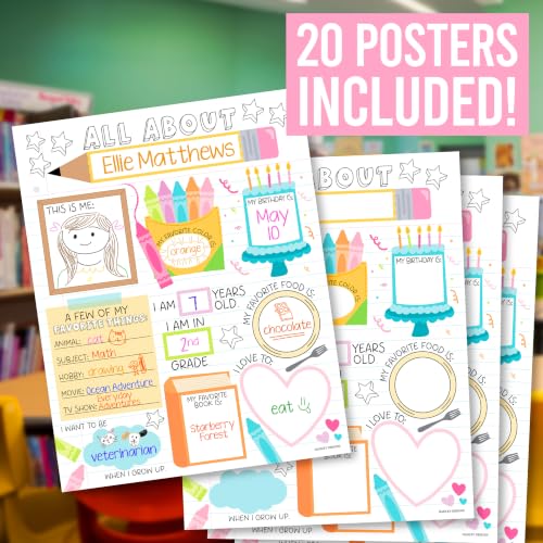 20 All About Me Posters Elementary Classroom Decor, Star Student Poster - color: Notebook