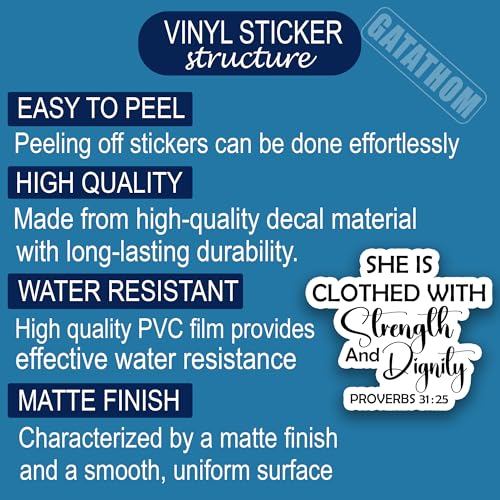 (3Pcs) She is Clothed With Strength and Dignity Sticker Inspirational Christian Vinyl Decal, Encouraging Bible Verse Stickers for Women, Waterproof for Laptop Tumbler Water Bottle Scrapbook, 3" X 2.6" - color: She is Clothed With Strength and Dignity Prov