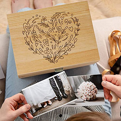 EXISTING Memory Box for Keepsakes, Heart Wooden Box with Hinge Lid - color: Beige