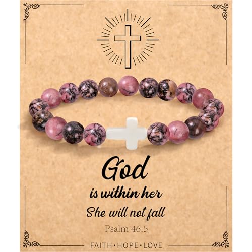 Christian Grandparents - Day Gifts for Women, Religious Cross Bracelet - color: Godis -Red