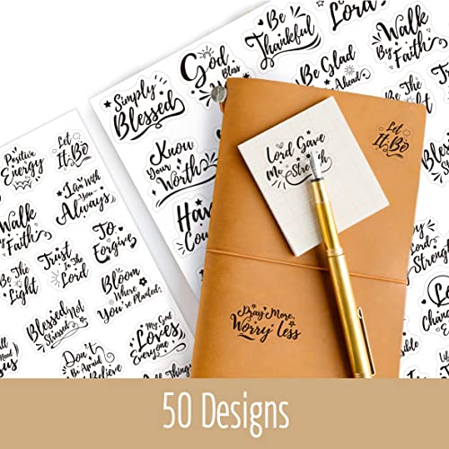 1000 PCS Bible Verse Stickers, Clear Inspirational Pray Stickers Encouraging Scripture Decals Jesus Christian Religious Faith Labels for Scrapbooks Bottles Computer Planner Diary Album Kids Adults - color: Black Text Version