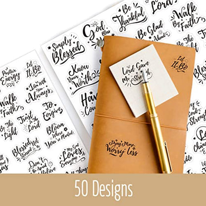 1000 PCS Bible Verse Stickers, Clear Inspirational Pray Stickers Encouraging Scripture Decals Jesus Christian Religious Faith Labels for Scrapbooks Bottles Computer Planner Diary Album Kids Adults - color: Black Text Version