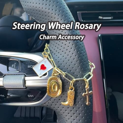 Cross Steering Wheel Charm Cherry Strawberry Ace Card Car Jewelry Interior - color: Cherry Strawberry