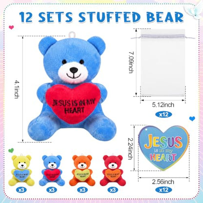 Silipull 12 Pcs Jesus is in My Heart Stuffed Bears Gifts Religious Plush - style: Jesus is in My Heart