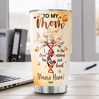 CUBICER Personalized Coffee Tumbler Tree Heart Customized Name Travel Mug Oz Birthday Gifts For Mom Women Stainless Steel Cups Insulated Tumblers Motivational Sayings Mothers Day - color: Mom And Tree