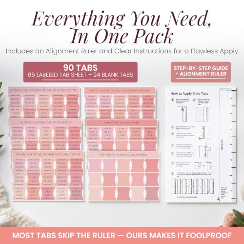 90 Christian Bible Tabs for Women & Teen Girls - Blush Pink - color: Blush Pink