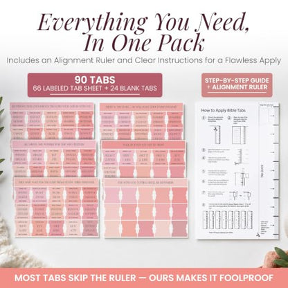 90 Christian Bible Tabs for Women & Teen Girls - Blush Pink - color: Blush Pink