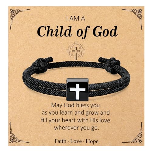 Christian Bible Verse Cross Bracelet for Men Teen - color: May God Bless You